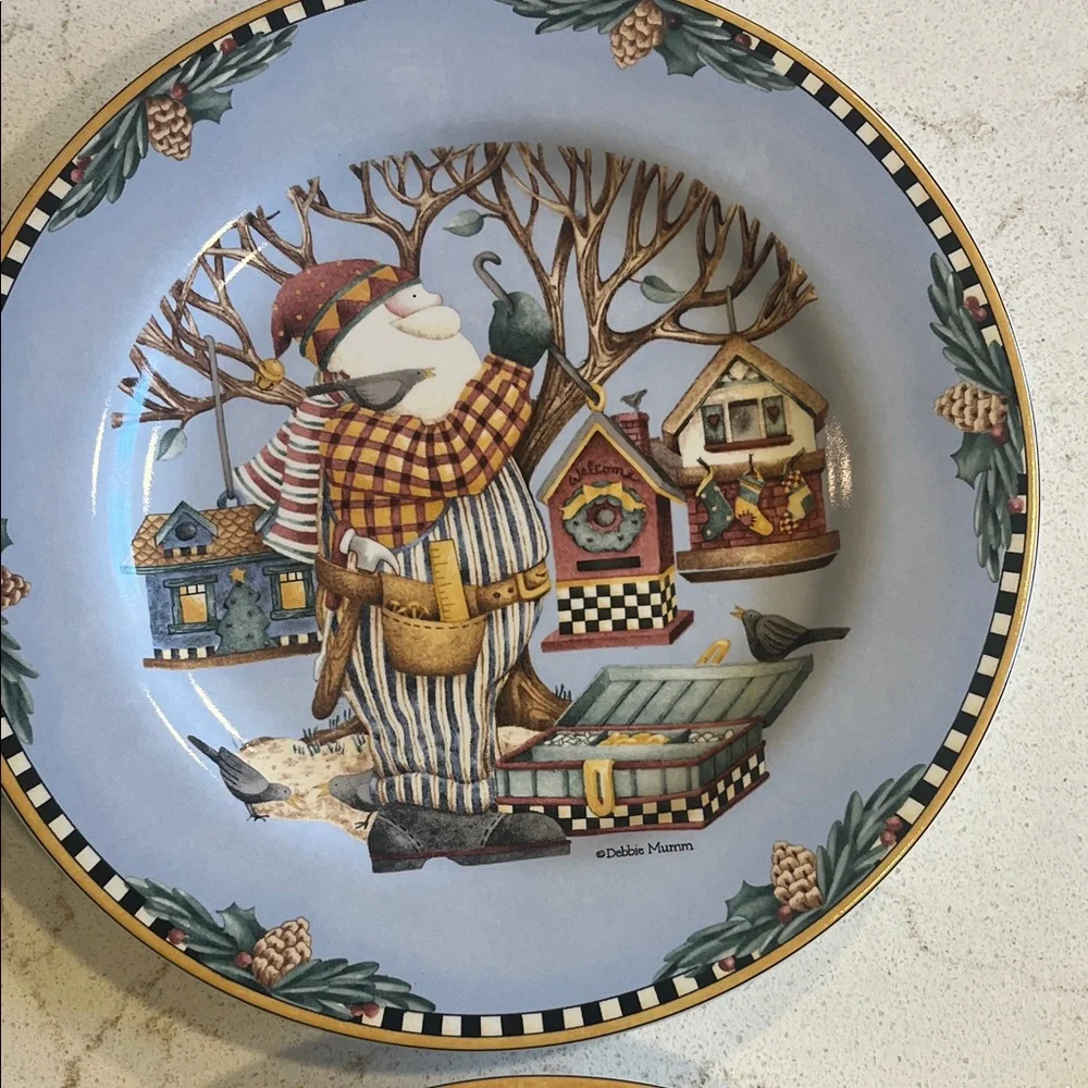 Sakura Blue and Gold Holiday Plate Set